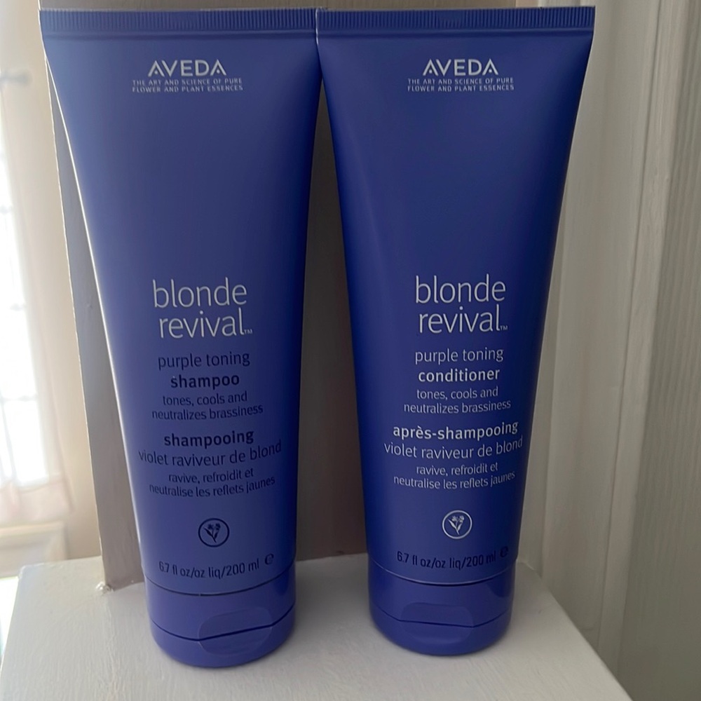 AVEDA Blonde Revival purple toning shampoo + conditioner full size set 6.7oz NEW